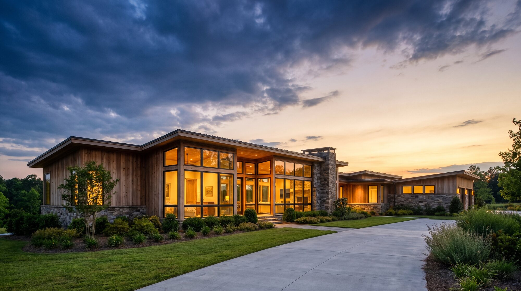 Luxury Carolina home at golden hour